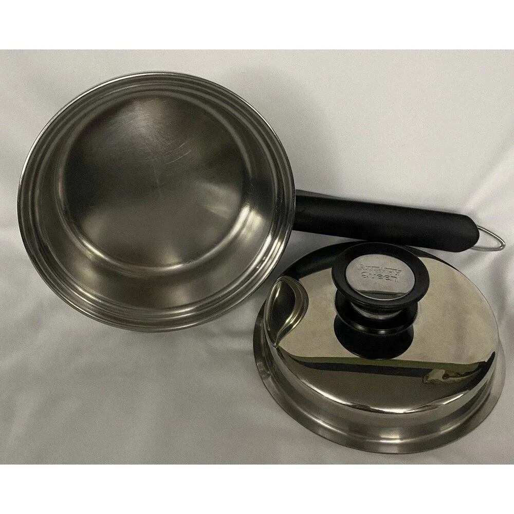 Amway Queen .75 Quart Sauce Pan & Lid Multi Ply 18/8 Stainless Cookware USA